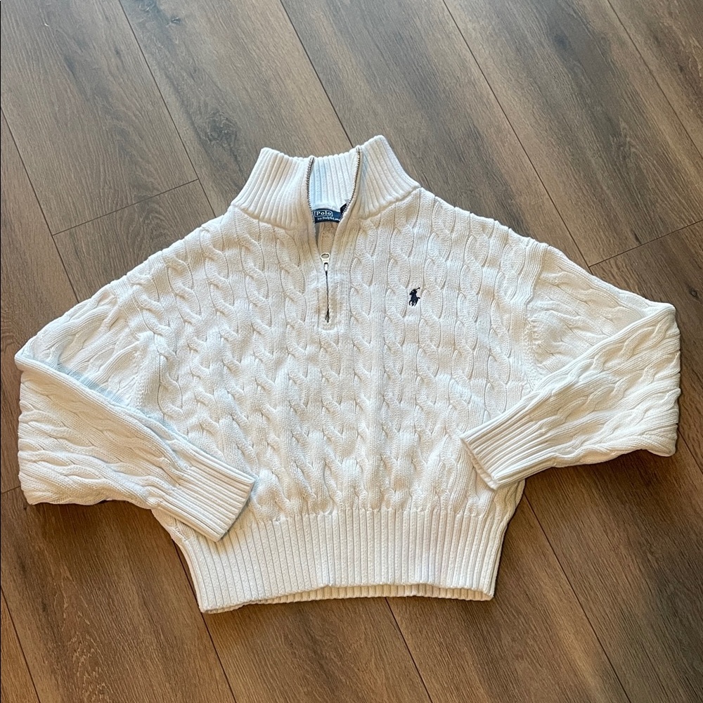 POLO Ralph Lauren Cable-Knit Cotton Quarter-Zip Sweater - Picture 2 of 8